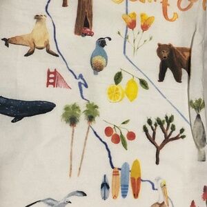 Large cotton tea towel NEW with california whimsy